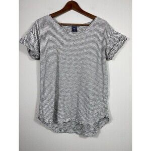 GAP Maternity Striped Tee Medium Black White Short Sleeve Cotton Top